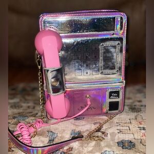 Holographic Telephone Payphone Novelty Pop Art Purse Crossbody Bag